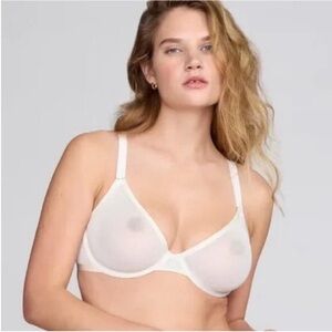 Cuup The Plunge Mesh Bra in Salt SZ 32C NWOT